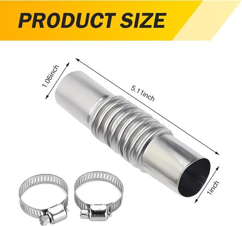 1 PC CAR CAR CAR COR CONBOW CONNECTOR ، 5.11 "× 1.06" أنابيب العادم المموجة الفولاذ المقاوم للصدأ ، وتركيب أنابيب العادم القابلة للتعديل المرنة ، عالمي لمعظم السيارات (الفضة) in Saudi Arabia