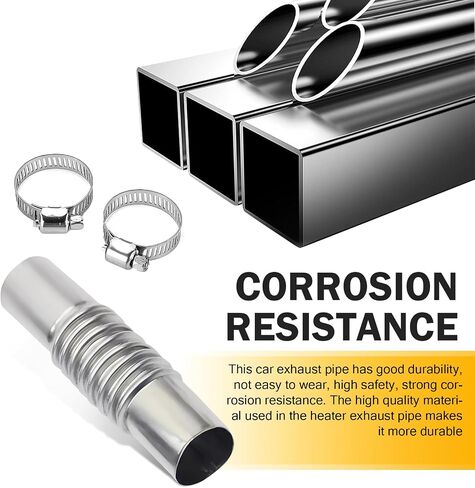 1 PC CAR CAR CAR COR CONBOW CONNECTOR ، 5.11 "× 1.06" أنابيب العادم المموجة الفولاذ المقاوم للصدأ ، وتركيب أنابيب العادم القابلة للتعديل المرنة ، عالمي لمعظم السيارات (الفضة) in Saudi Arabia