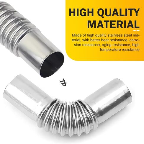 1 PC CAR CAR CAR COR CONBOW CONNECTOR ، 5.11 "× 1.06" أنابيب العادم المموجة الفولاذ المقاوم للصدأ ، وتركيب أنابيب العادم القابلة للتعديل المرنة ، عالمي لمعظم السيارات (الفضة) in Saudi Arabia
