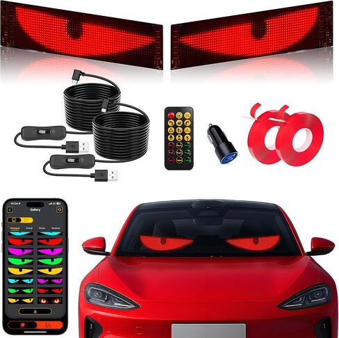 2PCS Devil Eyes Light for Cars,14.72inx3.62in Programmable Flexible LED Display with Remote/App Control,Soft Screen for Car LED Lights Interior, LED Eyes for Truck Windshield in Saudi Arabia