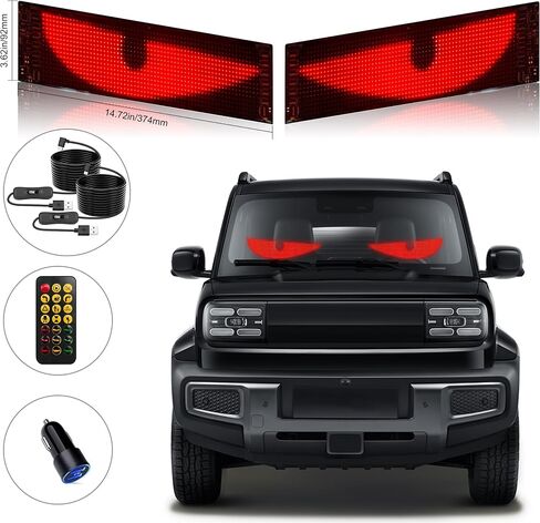 2PCS Devil Eyes Light for Cars,14.72inx3.62in Programmable Flexible LED Display with Remote/App Control,Soft Screen for Car LED Lights Interior, LED Eyes for Truck Windshield in Saudi Arabia