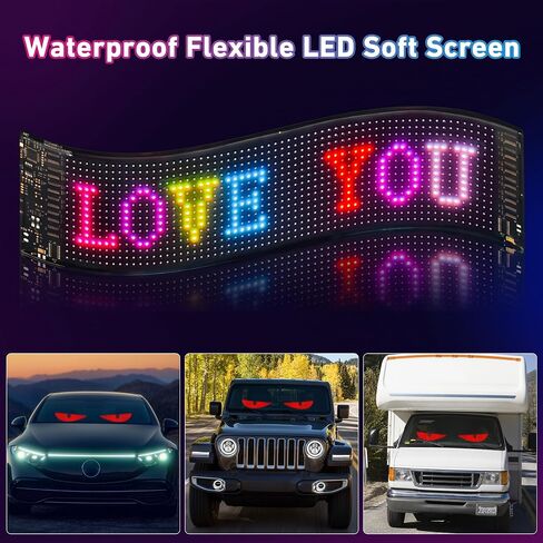 2PCS Devil Eyes Light for Cars,14.72inx3.62in Programmable Flexible LED Display with Remote/App Control,Soft Screen for Car LED Lights Interior, LED Eyes for Truck Windshield in Saudi Arabia