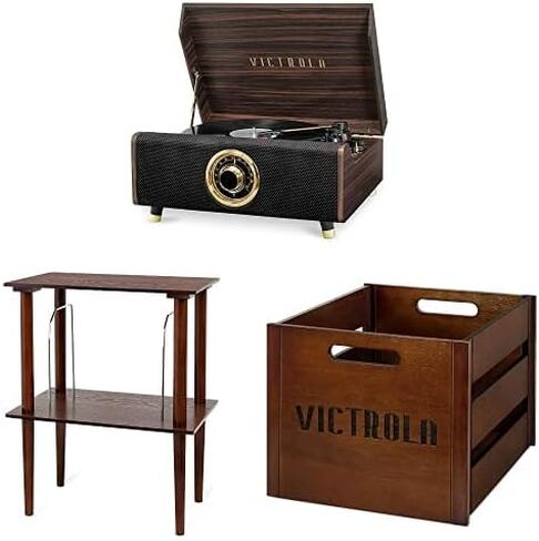 Victrola 4-in-1 Nostalgic Bluetooth Record Player with 3-Speed Record Turntable and FM Radio, Espresso in Kuwait