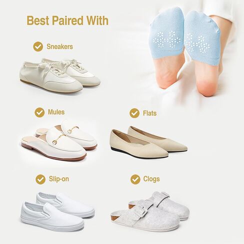 8/12 Pairs Womens No Show Half Socks Seamless Non-Slip Invisible Grip Liners Toe Topper Covers for Mules Clogs in Kuwait