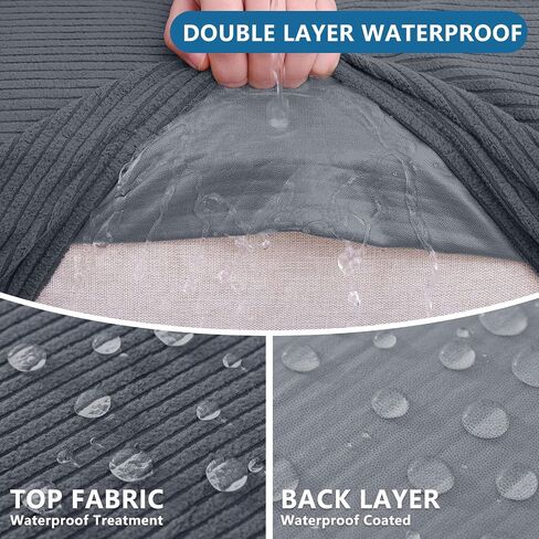 hyha Waterproof Couch Cushion Covers, Against Spills, Couch Cover for Dogs Washable, Thick Elastic Jacquard Fabric, Waterproof Sofa Seat Slipovers for Pets (3 Pieces, Dark Grey) in Kuwait