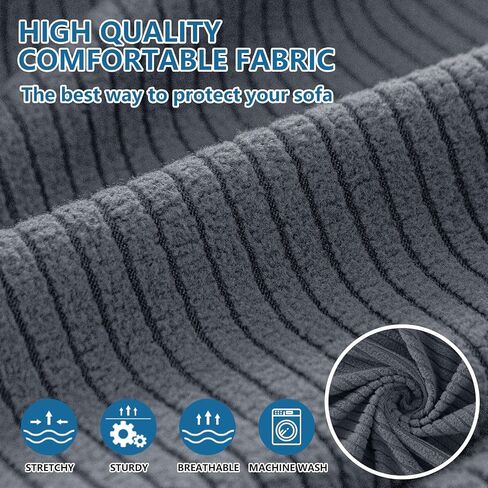 hyha Waterproof Couch Cushion Covers, Against Spills, Couch Cover for Dogs Washable, Thick Elastic Jacquard Fabric, Waterproof Sofa Seat Slipovers for Pets (3 Pieces, Dark Grey) in Kuwait