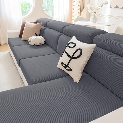 hyha Waterproof Couch Cushion Covers, Against Spills, Couch Cover for Dogs Washable, Thick Elastic Jacquard Fabric, Waterproof Sofa Seat Slipovers for Pets (3 Pieces, Dark Grey) in Kuwait
