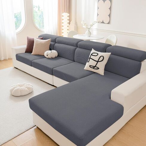hyha Waterproof Couch Cushion Covers, Against Spills, Couch Cover for Dogs Washable, Thick Elastic Jacquard Fabric, Waterproof Sofa Seat Slipovers for Pets (3 Pieces, Dark Grey) in Kuwait