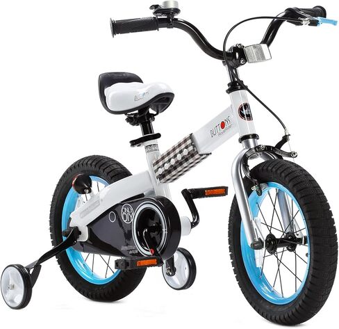 RoyalBaby Button Boys Girls Kids Bike Bicycles with Training Wheels Kickstand Child Bicycle 16 Inch White-Blue in Kuwait