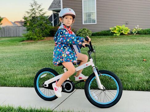 RoyalBaby Button Boys Girls Kids Bike Bicycles with Training Wheels Kickstand Child Bicycle 16 Inch White-Blue in Kuwait