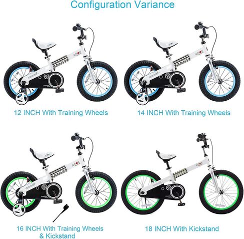 RoyalBaby Button Boys Girls Kids Bike Bicycles with Training Wheels Kickstand Child Bicycle 16 Inch White-Blue in Kuwait