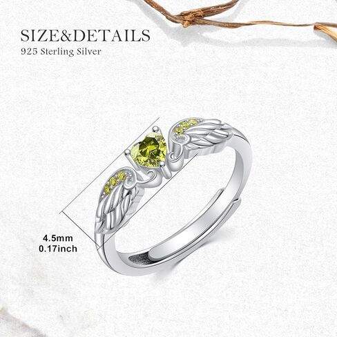 925 Sterling Silver Angel Wing Heart Ring for Women High Polish Angel Memorial Ring with Heart Gemstone Birthstone Promise Ring Mothers Day Jewelry Christmas Gifts in Saudi Arabia