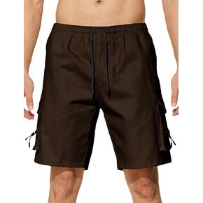 Men's Casual Cargo Shorts Drawstring Elastic Waist Summer Classic Outdoor Stretch Work Shorts with 5 Pockets