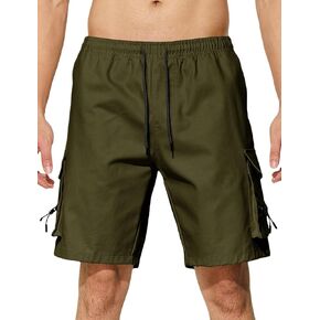 Men's Casual Cargo Shorts Drawstring Elastic Waist Summer Classic Outdoor Stretch Work Shorts with 5 Pockets in Saudi Arabia
