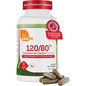 Zahler 120/80 Cardiovascular Support Formula, Supports Healthy Blood Pressure Levels 60 Capsules
