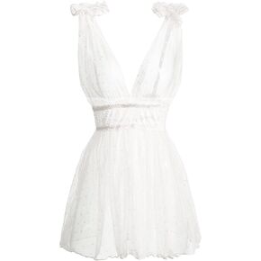 Sexy Women's Black Sheer Nightgown with Polka Dots and Lace for Women - Elegant Sleepwear