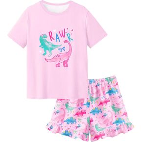 Sylfairy Girls Pajamas Summer Toddler Girl Pajamas Sets Short Sleeve Girls' Cute Sleepwear Pjs Size 3-10 in Kuwait