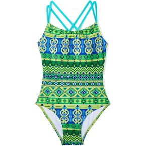 Zando Girls Swimsuit One Piece Upf 50 Cross Backless Swimsuit للفتيات من 8 إلى 14 عامًا