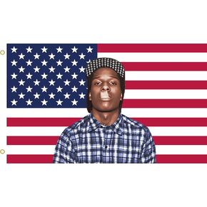 Rapper Rocky American Flag Tapestry 3x5 Ft - rap Asap USA Poster for Bedroom Living Room Funny Decor