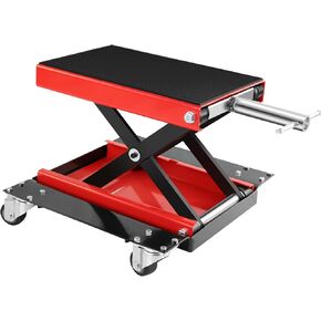 Motorcycle Scissor Lift Jack, Scissor Jack Steel Wide Deck Hoist Crank Center Stand, 1100 LBS Capacity Motor-Cycle Lift for ATVs, Dirt Bikes