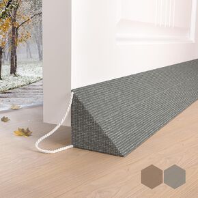 SYIPO Triangle Door Draft Stopper，35.4" New Weighted Under Door Draft Blocker Bottom Door Seal Noise&Air，Interior Sound Proof Door Snake Draft Insulation Stopper | Cool in Summer&Warm in Winter，Gray