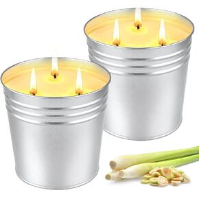 Citronella Candles Outdoor, Large 34oz Citronella Candle for Home Patio, 3 Wicks Natural Soy Candle for Summer, 200 Hours Long Lasting Burn Outside Candles for Garden, Yard Balcony, Summer Camping