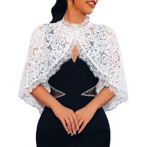 JAKAWIN Womens Shawls and Wraps Lace Shrug Wedding Dressy Cape