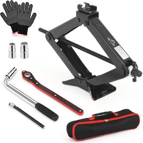 مجموعة M-Auuto Car Jack للسيارة 2 طن (4409 رطلاً) جاك الإطارات للإطارات الاحتياطية ، مجموعة طوارئ مقصات جاك مع وجع العروة ، مقياس ضغط إطارات القلم الرصاص وحقيبة حمل للسيارات سيارات سيارات الدفع الرباعي
