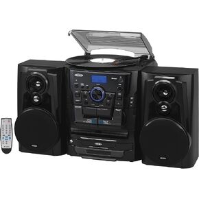 JENSEN JMC-1250 Bluetooth 3-Speed Stereo Turntable Music System with 3-CD Changer & Dual Cassette Deck in Kuwait
