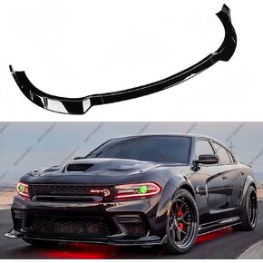 3Pcs Front Bumper Lip Compatible with 2015-2024 Dodge Charger, Air Dam Lower Chin Spoiler Splitter Fit for SRT Hellcat 392 Scat Pack GT R/T Daytona, Protection Body Kit (Glossy Black)