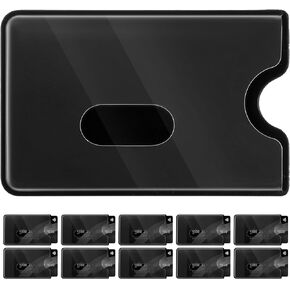 10 PCS RFID Blocking Sleeves, Transparent Front Credit Card Protectors Set Thumb Slot Waterproof Card Holder Slim Design for EC Card Wallet Black