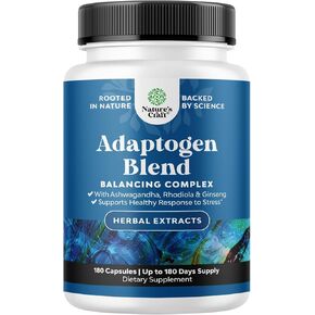 ملحق دعم مزاج Adaptogen العشبي - ملحق Adaptogens مهدئ لإدارة الإجهاد والكورتيزول مع Ashwagandha Rhodiola Rosea & Maca Root - Vegan Non GMO و Daytime Friendly -180Ct