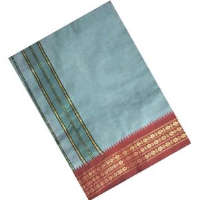 Kolakeer Men's Cotton Color Dhoti With Elegant Border - 4 Mulam/1.9 Mtrs Arunachalam Style Border Single Layer Veshti Mundu (Grey)