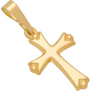 MAZZERI 14k Gold Cross Pendant, Hypoallergenic Gold Religious Charms for Men and Women, Handcrafted in the USA - St Thomas Cross (0.8 Inch)