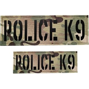 2 Pack Infrared IR Police K9 Patch Reflective Back Panel Police Patch with Hook and Loop One Small and One Large (Ranger Green)
