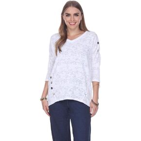 Neon Buddha Women's Nautical Top Sweater, White, Large