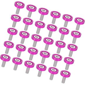 30pcs Bumper Mudguard Washer Bolts M6x1.0 Aluminum Alloy Engine Bay Dress Up Screw Pink Vehicle Components