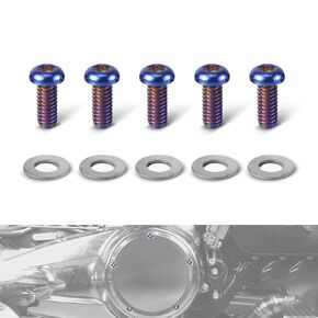10pcs Derby Cover Screws Blue Titanium Alloy Compatible with Harley Road Glide FLTRX 2015-2022, Heritage Softail Classic FLSTC 2008-2017, See Fitments