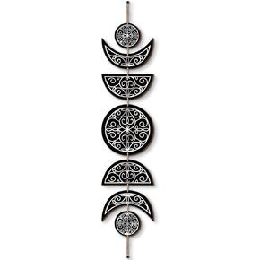 BBTO Boho Wall Decoration Moon Phases Wall Art Stars Moon Minimalist Room Decoration Wooden Gothic Witchy Pediments Hanging Sign