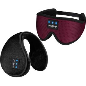 Musicozy Threafer Earmers أذن أذن نوم سماعات رأس Bluetooth عقال العين قناع العين نوم للنوم للنوم الشتاء النائمون الجري على تشغيل Office Office Cool Gadgets Tech Tech فريدة من نوعها ، 2 عبوة