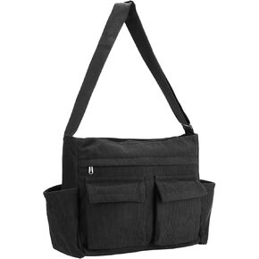 Large Corduroy Messenger Bag Laptop Tote Bag for School Cute Crossbody Bag