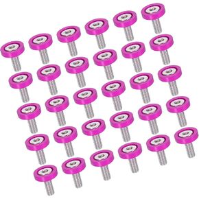 30pcs Bumper Mudguard Washer Bolts M6x1.0 Aluminum Alloy Engine Bay Dress Up Screw Pink Vehicle Components Replace Parts