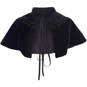 VEECOOCOS Velvet Cape Short Lace Shawl Lolita Cloak for Women Girls Dress
