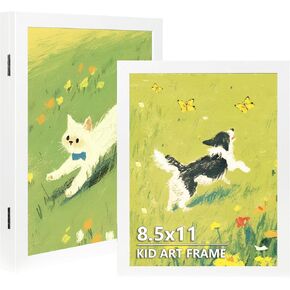 ScholarTree Kids Art Frames ، 2 Pack 8.5x11 Front Open Open Frames Frames Artible ، إطار تخزين للأعمال الفنية للجدار ، والأطر الفنية للفن ، يحمل 100 رسومات ، أسود