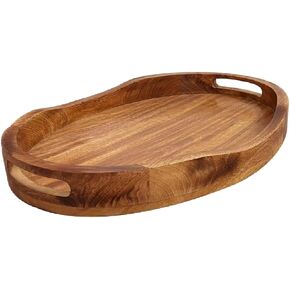 Decorative Wooden Coffee Table Tray – 17x13 Natural Wood Serving Tray for Living Room, Ottoman, Side Table, Charcuterie Board, Countertop Fruit Basket Organizer