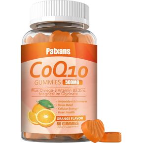 2 Packs 500MG CoQ10 Supplement Gummies, Omega-3, Magnesium, Vitamin B3, Zinc, Ultra High Absorption Provides Healthy Support for Heart, Cell Energy＆ Antioxidants, Vegan, Non-GMO, 120Cts