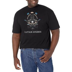 تي شيرت Marvel Big & Tall Classic Tech Cap للرجال بأكمام قصيرة، أسود، 3X-Large in Saudi Arabia