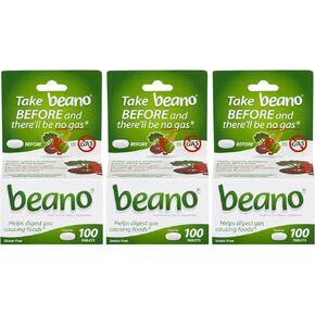 Beano Food Enzyme, 100 Tablets each (Value Pack of 3)