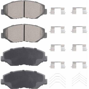 Front Ceramic Disc Brake Pads Set for Honda Accord 2003-2017, Civic 2012-2021, CR-V 2002-2016, Element 2003-2011, Pilot 2003-2008, for Acura ILX 2013-2015, 4PCS(With Hardware)