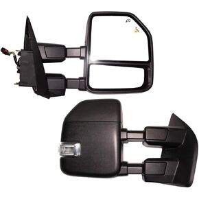 AERDM New towing mirror Power Heated Compatible with Ford Super Duty F-250 F-350 F-450 F-550 2017 2018 2019 Pickup Truck Replacement Extendable Towing with Turn Signal,Clearance and Auxiliary Lamp